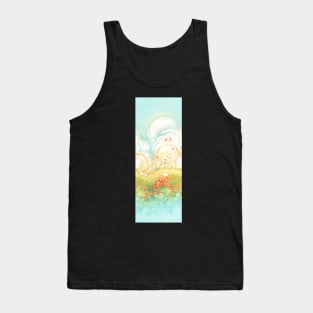 Meadow Frolic Watercolor Fox Kitsune Pattern Tank Top